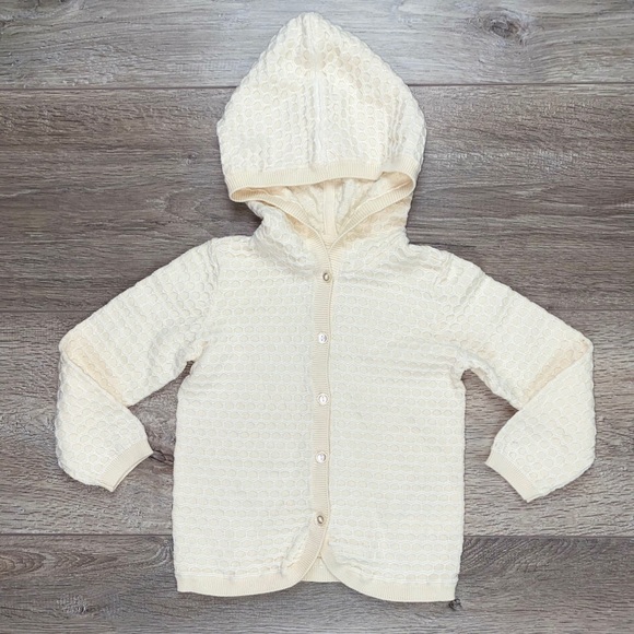 H&M Organic Cotton Honeycomb Waffle Knit Hooded Sweater Jogger Set 12-18 Months - Picture 3 of 14